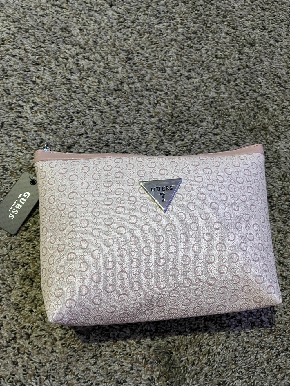 GUESS Light Pink Monogram Cosmetic Pouch